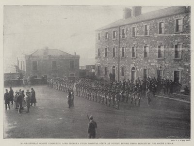 Generálmajor Gosset kontroluje personál polní nemocnice Lorda Iveaghse v Dublinu před jejich odjezdem do Jižní Afriky od English Photographer