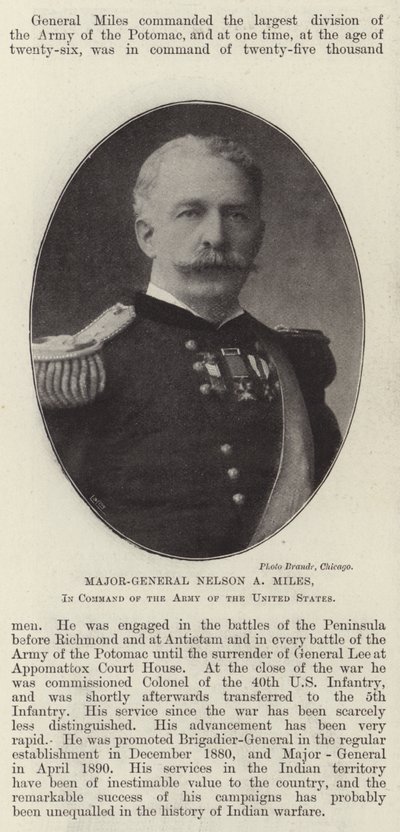 Generálmajor Nelson A Miles, ve velení armády Spojených států od English Photographer