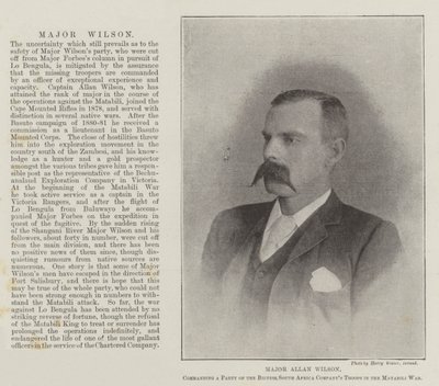 Major Allan Wilson, velící straně jednotek britských jihoafrických rot ve válce v Matabili od English Photographer