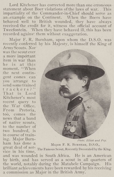 Major FR Burnham, DSO, slavný skaut, nedávno vyznamenán králem od English Photographer