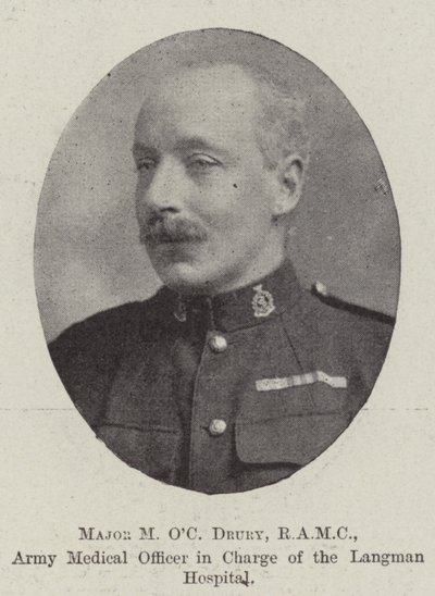 Major M OC Drury, RAMC, armádní lékař velí Langmanově nemocnici od English Photographer