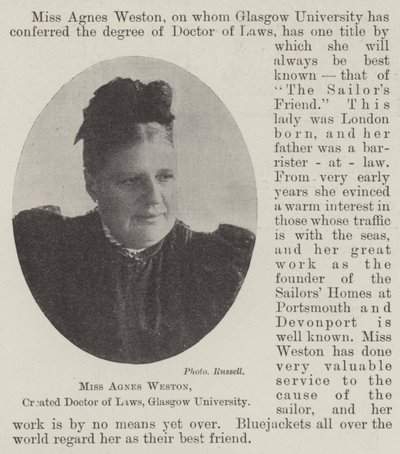 Slečna Agnes Weston, vytvořená doktorkou práv, Glasgow University od English Photographer
