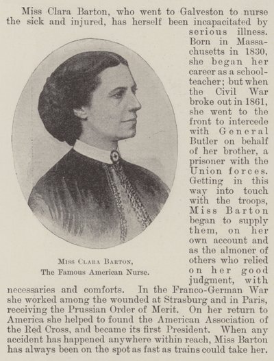 Slečna Clara Barton, slavná americká zdravotní sestra od English Photographer