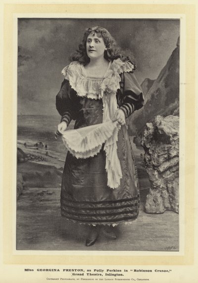 Slečna Georgina Preston, jako Polly Perkins v Robinson Crusoe, Grand Theatre, Islington od English Photographer