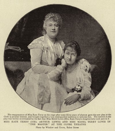 Slečna Kate Terry (paní Arthur Lewis) a slečna Mabel Terry Lewis ve filmu The Master v divadle Globe od English Photographer