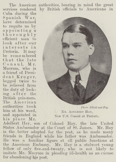 Pan Adelbert Hay, nový americký konzul v Pretorii od English Photographer