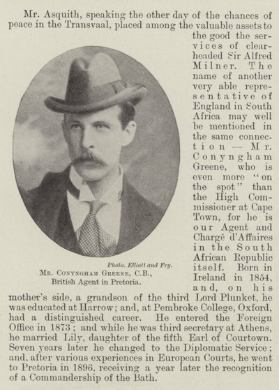 Pan Conyngham Greene, CB, britský agent v Pretorii od English Photographer