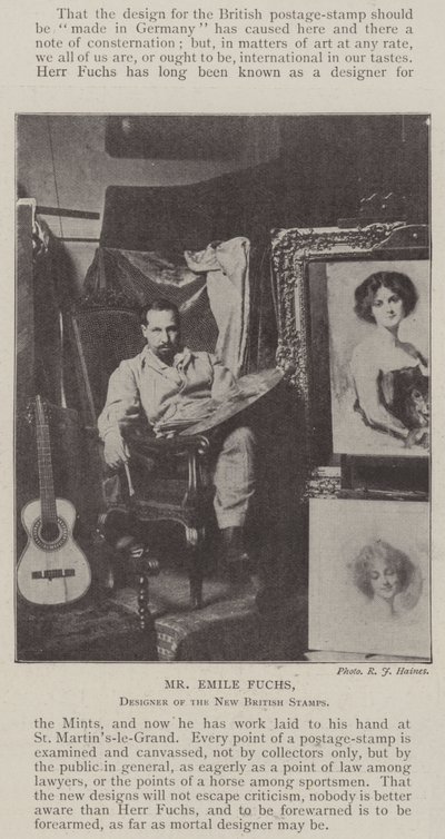 Pan Emile Fuchs, návrhář nových britských známek od English Photographer