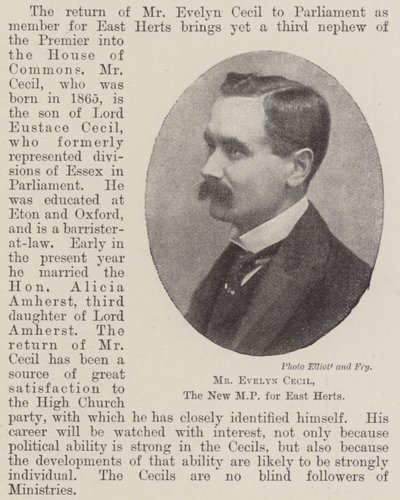 Pan Evelyn Cecil, nový poslanec za East Herts od English Photographer