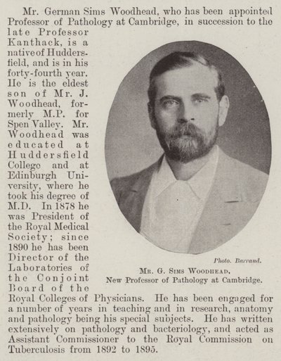 Pan G Sims Woodhead, nový profesor patologie v Cambridge od English Photographer