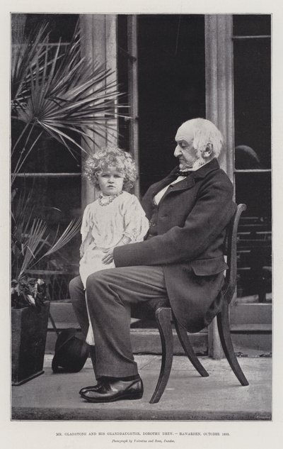 Pan Gladstone a jeho vnučka, Dorothy Drew, Hawarden, říjen 1893 od English Photographer