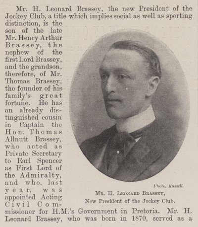 Pan H Leonard Brassey, nový prezident Jockey Clubu od English Photographer