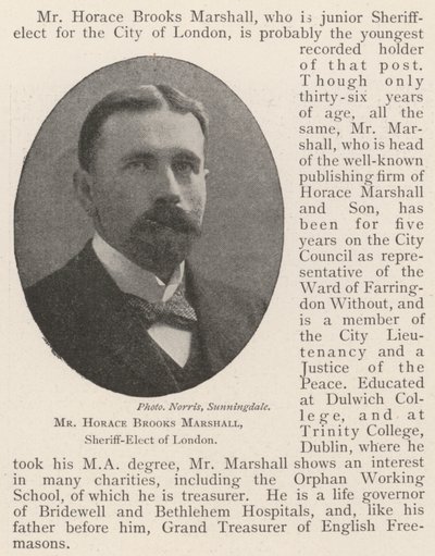 Pan Horace Brooks Marshall, zvolený šerif Londýna od English Photographer