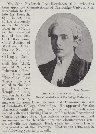 Pan J F P Rawlinson, QC, nový komisař Cambridgeské univerzity od English Photographer