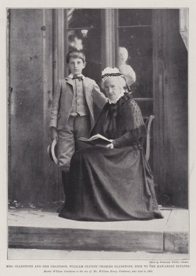 Paní Gladstone a její vnuk, William Glynne Charles Gladstone, dědic Hawarden Estates od English Photographer