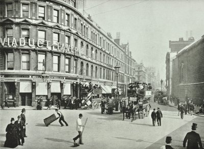 Newgate Street, při pohledu na východ od Old Bailey, City of London, 1890 od English Photographer