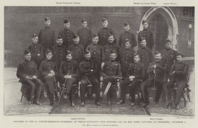 Důstojníci 2. Northumberland Fusiliers, z nichž prapor 5 důstojníků a 366 mužů bylo zajato ve Stormbergu, 9. od English Photographer