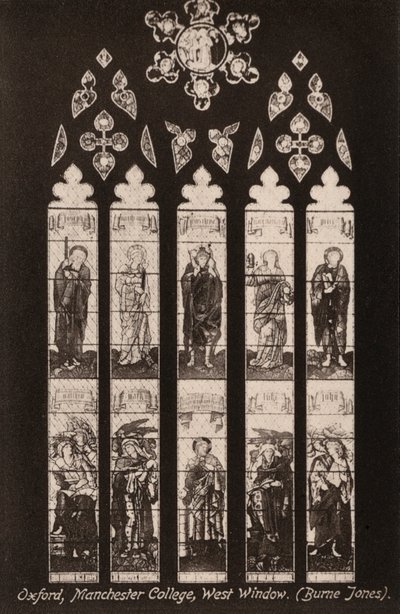 Oxford, Manchester College, West Window, Burne Jones (č/b foto) od English Photographer