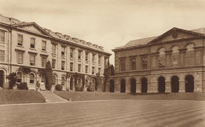 Oxford: Worcester College, Knihovna z 18. století a severní strana Quadrangle (čb fotografie) od English Photographer