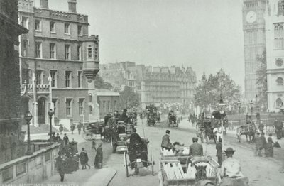 Parliament Square, Westminster LB: Broad Sanctuary při pohledu na Parliament Square, 1896 od English Photographer