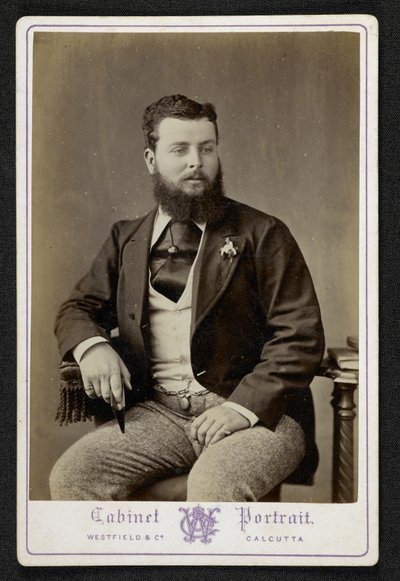 Portrét pana Godfreye Freemana, pěstitele indiga, Lohurria, Bihar, fotografovaný v Kalkatě (černobílá fotografie) od English Photographer