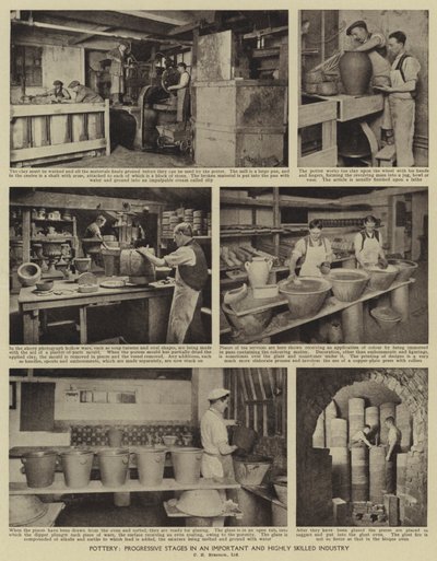 Hrnčířství, progresivní fáze v důležitém a vysoce kvalifikovaném průmyslu (černobílá fotografie) od English Photographer