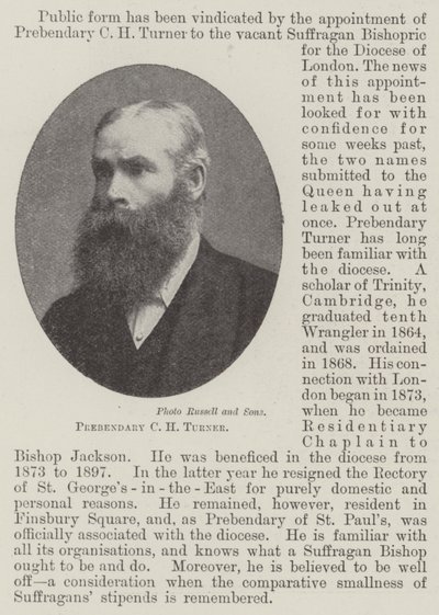Prebendary CH Turner od English Photographer