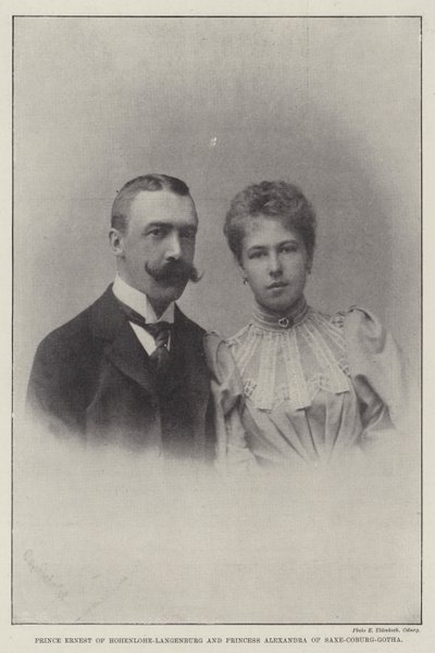 Prince Ernest z Hohenlohe-Langenburg a princezna Alexandra Saxe-Coburg-Gotha od English Photographer