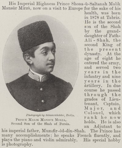 Princ Malik Mansur Mirza, druhý syn šáha z Persie od English Photographer