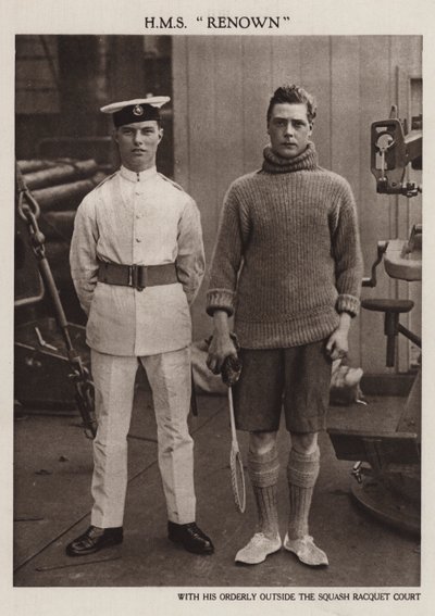 Prince of Wales se svým zřízencem na palubě HMS Renown (černobílá fotografie) od English Photographer