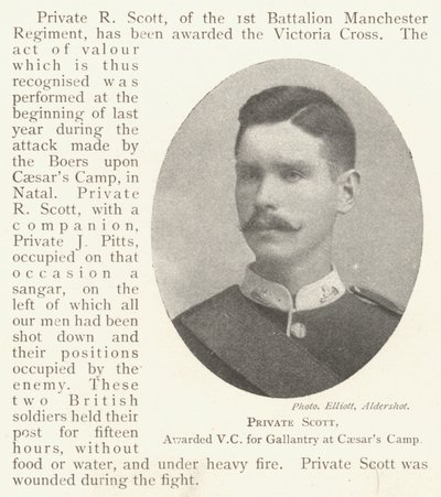 Vojín Scott, oceněný VC za statečnost v Caesars Camp od English Photographer