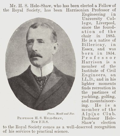 Profesor H. S. Hele-Shaw, nový FRS od English Photographer