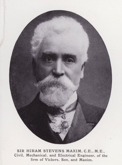 Významní muži Londýna: Sir Hiram Stevens Maxim (černobílá fotografie) od English Photographer