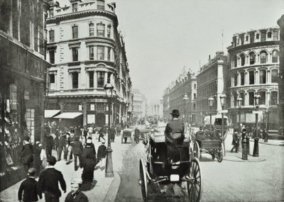 Queen Victoria Street, při pohledu na východ od Queen Street, City of London, 1890 od English Photographer