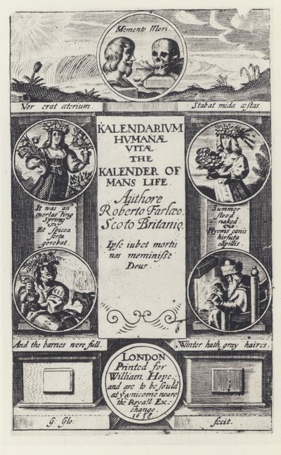 R Farley, Kalendar of Human Life, W Hope 1638 (č/b foto) od English Photographer