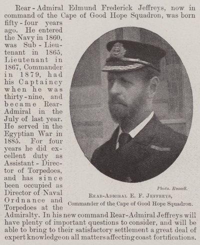 Kontraadmirál E. F. Jeffreys, velitel eskadry Cape of Good Hope od English Photographer