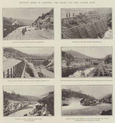 River-Bed Mining v Kalifornii, Golden Gate Mine, Feather River od English Photographer