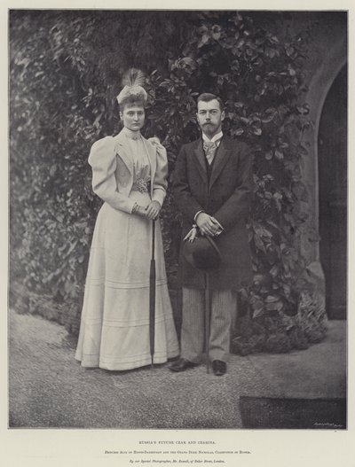 Budoucí ruský car a carevna, princezna Alix Hesensko-Darmstadtská a velkovévoda Nicholas, carevič Ruska od English Photographer