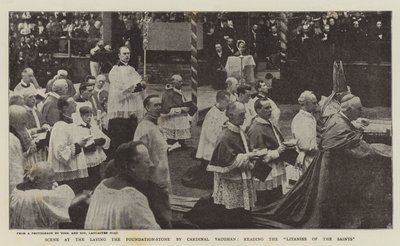 Scéna při pokládání základního kamene od kardinála Vaughana při čtení litanií ke svatým od English Photographer
