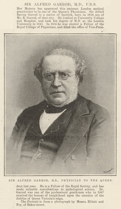 Sir Alfred Garrod, MD, FRS od English Photographer