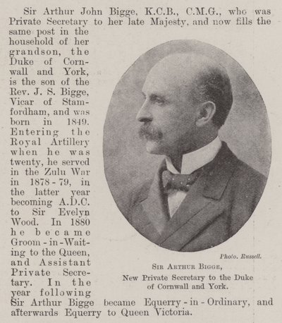 Sir Arthur Bigge, nový soukromý tajemník vévody z Cornwallu a Yorku od English Photographer
