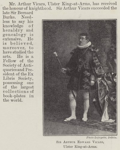 Sir Arthur Edward Vicars, Ulster King-at-Arms od English Photographer
