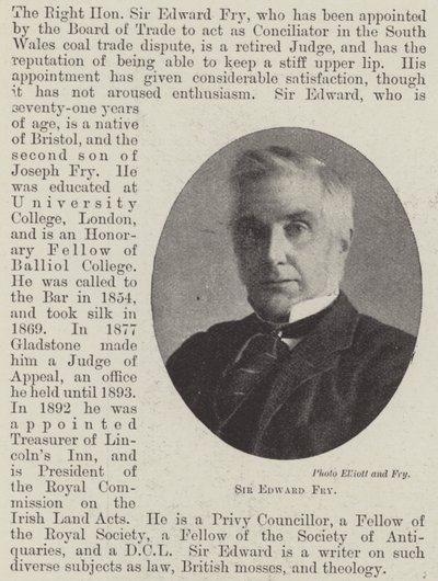 Sir Edward Fry od English Photographer