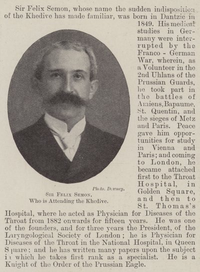 Sir Felix Semon, který se účastní Khedive od English Photographer
