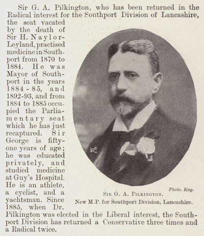 Sir G A Pilkington, nový poslanec za Southport Division, Lancashire od English Photographer