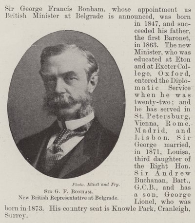 Sir G F Bonham, nový britský zástupce v Bělehradě od English Photographer