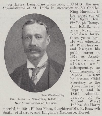 Sir Harry L Thompson, KCMG, nový správce Svaté Lucie od English Photographer