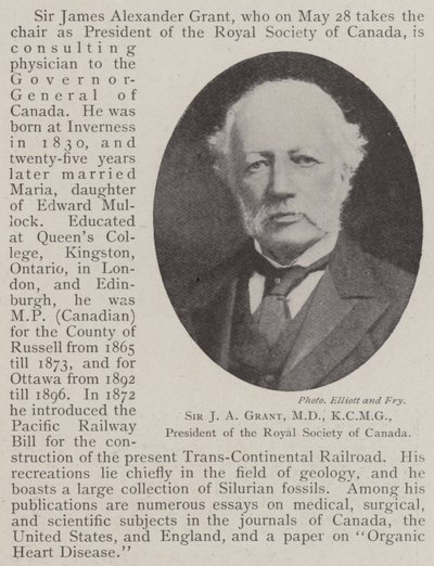 Sir J A Grant, MD, KCMG, prezident Královské společnosti Kanady od English Photographer