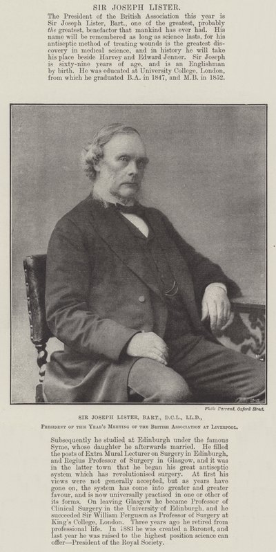 Sir Joseph Lister, Baronet, DCL, LLD, prezident letošního setkání Britské asociace v Liverpoolu od English Photographer
