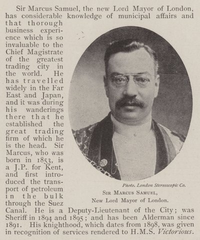 Sir Marcus Samuel, nový primátor Londýna od English Photographer